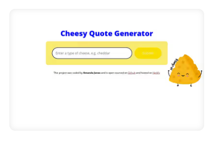 Image of Cheesy Quote AI generator Website